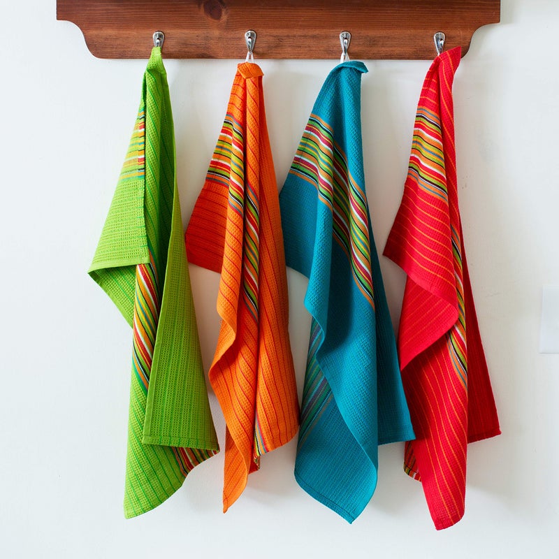 COTTON CRAFT Salsa Stripe Kitchen Towels - 12 Pack 100% Cotton Tea Dish Towels - Absorbent Reusable Low Lint Quick Dry - Multi Purpose Cooking Drying Restaurant Bar Cleaning Cloth Napkin - 16x28 Multi - Image 5